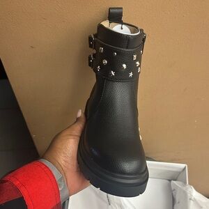 Stylish Black Kids Boots with Studded Design